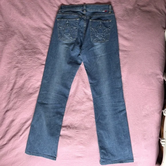 Tommy Hilfiger Vintage Star Pocket Jeans Medium Wash Flare Bootcut Low Rise 26 - Picture 5 of 8